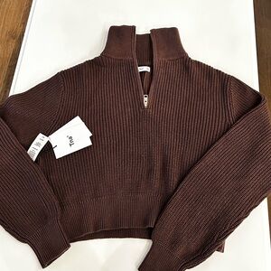 NWT Aritzia TNA Knit 1/4 Zip Pullover | Brown